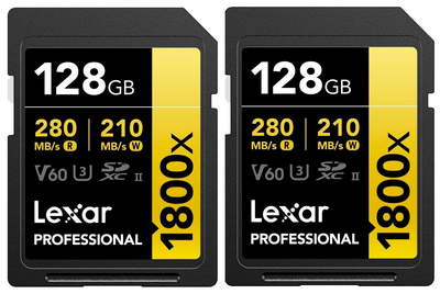 Zestaw kart pamięci Lexar Professional 1800x SDXC 128GB (LSD1800128G-B2NNG)