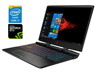 Игровой ноутбук Б-класс HP Omen 15-dc1054nr / 15.6" (1920x1080) IPS / Intel Core i7-9750H (6 (12) ядер по 2.6 - 4.5 GHz) / 16 GB DDR4 / 512 GB SSD NVMe / nVidia GeForce GTX 1660 Ti, 6 GB GDDR6, 192-bit / WebCam б/у