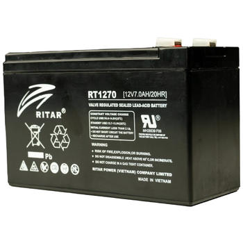 Аккумуляторная батарея для ИБП Ritar AGM RT1270 12V 7Ah, герметична свинцово-кислотная, Black (RT1270)