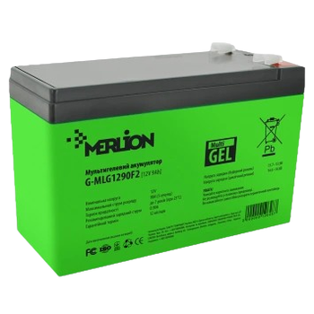 Аккумуляторная батарея для источников бесперебойного питания GEL Merlion G-MLG1275F2 12V 7.5Ah F2 зеленая