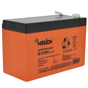 Аккумуляторная батарея GEL Merlion 12V/7Ah (GL1270F2) F2, оранжевая для UPS