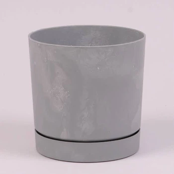Горшок пластмассовый с подставкой TUBO P BETON EFFECT бетон 11 см 93571