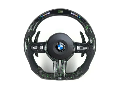 Кермо з кованого карбону BMW M із зеленими акцентами та LED-екраном для серії F