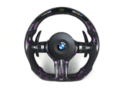 Руль из кованого карбону фіолетовий BMW M + Led екран F-Series F15 F16 F20 F21 F25 F26 F30 F31 F32 F34 F35 F36