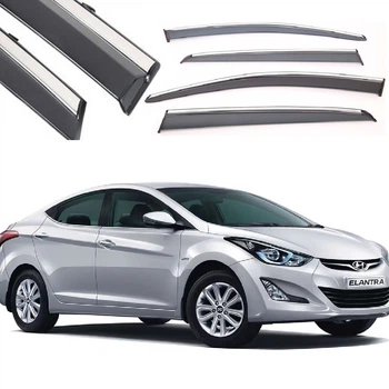 Дефлектори вікон вітровики Benke для Hyundai Elantra 2011-2016 Хром Молдинг Нержавіюча сталь 3D (BHYET1223-W/S(165-166)