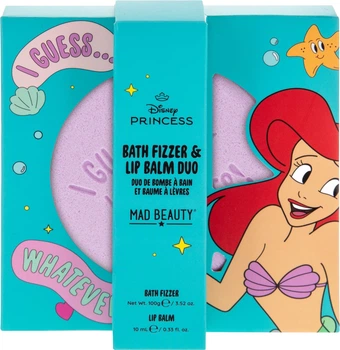 Набір Mad Beauty Princess Ariel Аріель Бомбочка для ванни 100 г + Бальзам для губ 10 мл (5061038773248)
