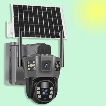 Уличная Wi-Fi камера TP18 с двумя объективами и солнечной панелью — 6 Мп, 350° PTZ, ночное видение, V380 Pro