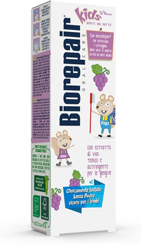 Дитяча зубна паста для захисту емалі Biorepair kids 0-6 р (з екстрактом винограду) без фтору 50 мл