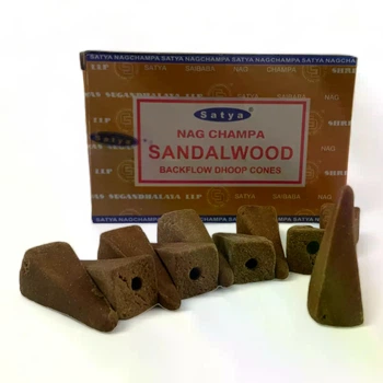 Конусные благовония Satya Sandalwood Back Flow (серия Nag Champa), 12 шт, сандал 35033