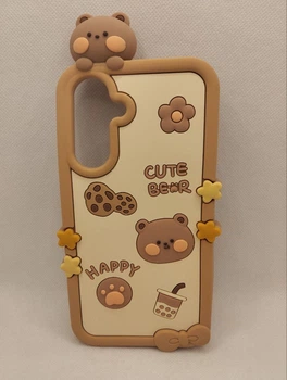 Детский резиновый чехол Happy Bear для Samsung Galaxy A36 Бежевый