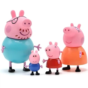 Набор фигурок Свинка Пеппа. Игровые фигурки из мультфильма Peppa Pig 4 шт. Поросёнок Джордж, Папа Свин, Мама Свинка