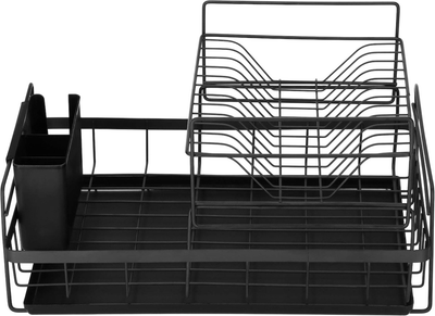 Suszarka do naczyń Springos metalowa dwupoziomowa 50 x 30 x 24 cm Czarna (5907719473215)