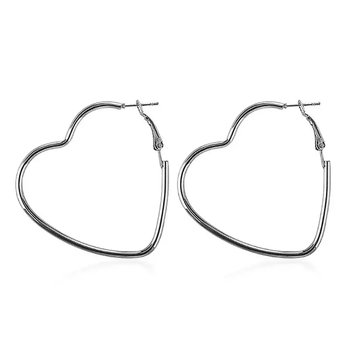 Серьги сердце в виде сердца Heart большие висячие серебряный цвет