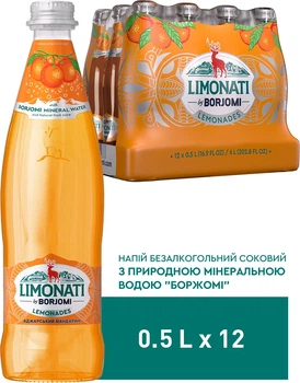 Упаковка лимонаду Borjomi Limonati Аджарський мандарин 0.5 л х 12 шт. (4860019003302)