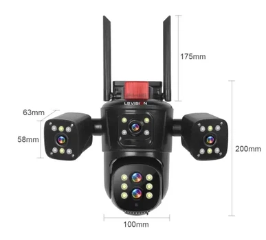 Видеокамера 4K Multi Lens 4 экранные 360-градусные камеры IP-камера четыре объектива