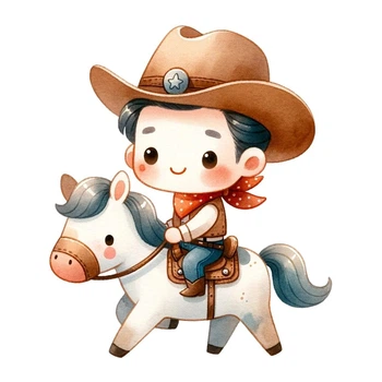 Ростовая наклейка "Малыш ковбой на коне. Cowboy" 80 см - без контурной обрезки