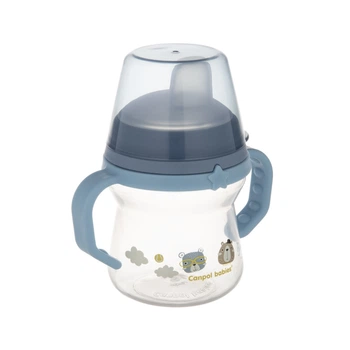 Кружка тренировочная с силиконовым носиком FirstCup 150 мл BONJOUR PARIS Canpol babies Голубая (5901691869950)