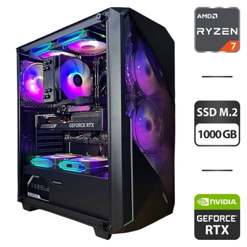 Збірка під замовлення: ігровий ПК GameMax Revolt Black Tower / AMD Ryzen 7 7700 (8 (16) ядер по 3.8 - 5.3 GHz) / 32 GB DDR5 / 1000 GB SSD M.2 / nVidia GeForce RTX 5070, 12 GB GDDR7, 192-bit / 750W