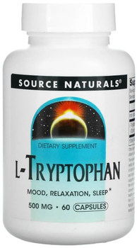 Триптофан Source Naturals L-Tryptophan 500 мг 60 капсул в упаковці (ARE-574915)
