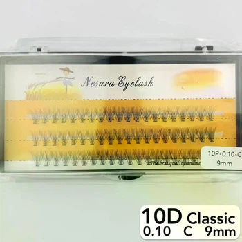 Ресницы Nesura Eyelash Classic 10D, 0,10, изгиб C, 9 мм