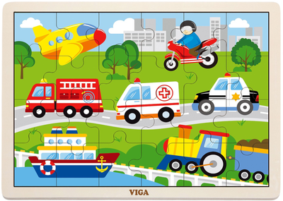 Puzzle na podkładce Viga Pojazdy w mieście 24 elementy (51462) (6934510514624)
