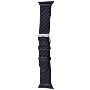 Ремешок Leather + Carbon Imitation для Apple Watch 38 mm/40 mm Черный