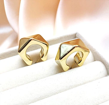 Жіночі сережки кільця дуті ребристі на кожен день jewelry Золоті