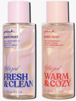 Набор: Спрей для тела Glazed Fresh & Clean и Glazed Warm & Cozy (по 236 мл каждый) Victoria's Secret Pink