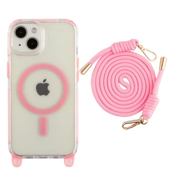 Чехол TPU+PC LanyardCase with MagSafe для iPhone 13 / 14 pink