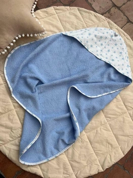 Дитячий махровий рушник з капюшоном для купання новонароджених 80х80см синій