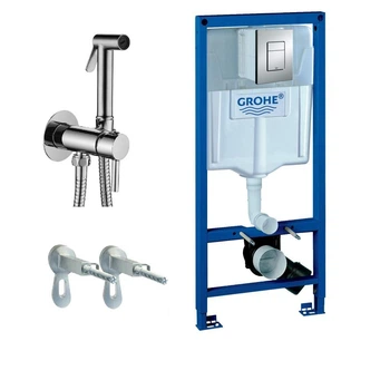 Система инсталляции для унитаза Grohe Rapid SL 3 в 1 + Гигиенический душ со смесителем Paffoni Tweet R, хром (38772001+ZDUP110CR)