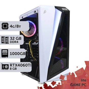 Игровой компьютер GamePC Lite #279 Core i3 14100F / 32GB / SSD 1TB / GeForce RTX 4060Ti 16GB геймерский системный блок для киберспорта и стриминга