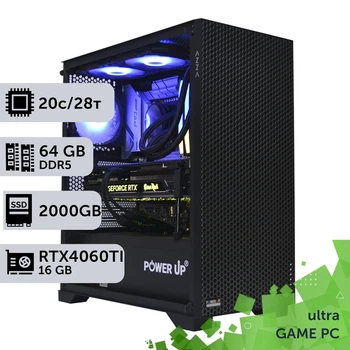 Игровой компьютер GamePC Ultra #269 Core i7 14700K / 64 GB / SSD 2TB / GeForce RTX 4060Ti 16GB геймерский системный блок для киберспорта и стриминга