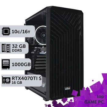Игровой компьютер GamePC TOP #321 Core i5 13400F / 32GB / HDD 2TB / SSD 1TB / GeForce RTX 4070Ti Super 16GB геймерский системный блок для киберспорта и стриминга