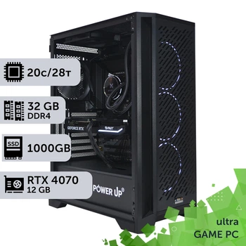 Игровой компьютер GamePC Ultra #258 Core i7 14700K / 32GB / HDD 2TB / SSD 1TB / GeForce RTX 4070 12GB геймерский системный блок для киберспорта и стриминга