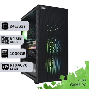 Игровой компьютер GamePC Ultra #253 Core i9 14900K / 64 GB / SSD 1TB / GeForce RTX 4070 12GB геймерский системный блок для киберспорта и стриминга