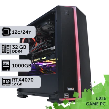 Игровой компьютер GamePC Ultra #194 Ryzen 9 5900x / 32 GB / SSD 1TB / GeForce RTX 4070 12GB геймерский системный блок для киберспорта и стриминга