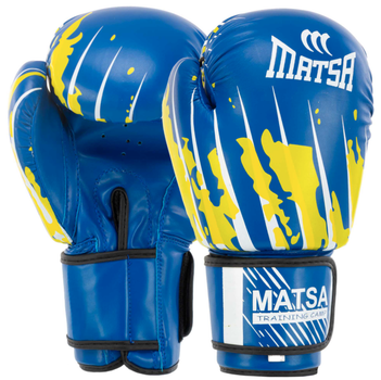 Перчатки боксерские тренировочные на липучке Matsa Training Camp 7300 размер 12 унции Blue-Yellow