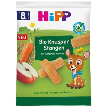 HiPP BIO Хрустящие палочки с яблоком и морковью, 30 г
