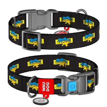 Нашийник WAUDOG Nylon з QR адресником, пластикова пряжка-фастекс "Дім" M (4823089354439)