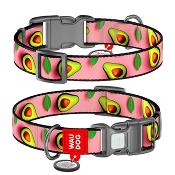 Нашийник WAUDOG Nylon з QR адресником, пластикова пряжка-фастекс "Авокадо" L (4823089375786)A