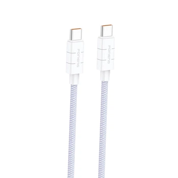 Плетёный кабель Foneng XS02 Type-C→Type-C 1,2 м, 3 A, QC3.0/PD – стильный и надёжный USB-C кабель для зарядки и передачи данных Фиолетовый
