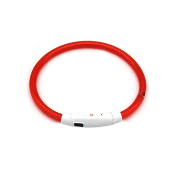 Світлодіодний LED нашийник Lesko L-18 Red S USB водовідштовхувальний, що світиться, для собак і котів