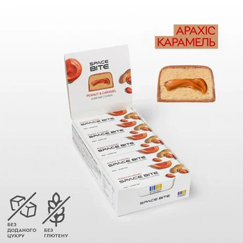 Батончики Spacefood Space Bite Protein Bar Peanut-Caramel, 10*45 грамм