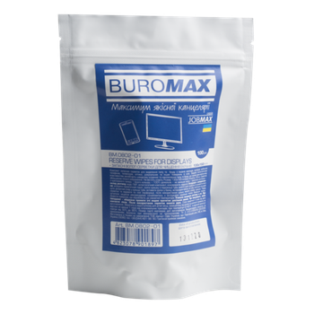 Салфетки для чистки экранов, мониторов и оптики 100шт BUROMAX JOBMAX Refill BM.0802-01