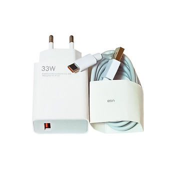 Зарядний пристрій 33W + кабель USB Type C (6,5A) Qualcomm QC3.0, QC4.0 АВS пластик Білий