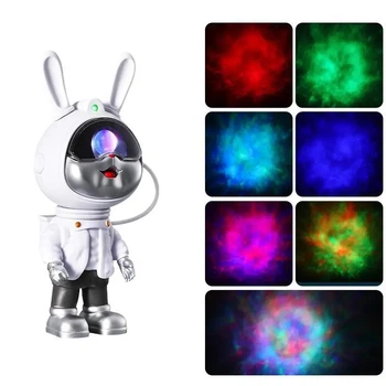 Нічник - проектор зоряного неба GALAXY NIGHTLIGHT PROJECTOR Світильник Заєць-космонавт з пультом 8 режимів