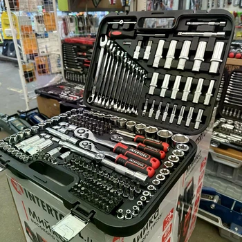 Профессиональный набор инструментов INTERTOOL ET-8219 STORM, 219 предметов, Cr-V, 3 трещотки 1/2", 3/8", 1/4"
