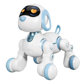 Интерактивная Собака на радиоуправлении с сенсорными зонами Smart Robot Dog Белый с голубым