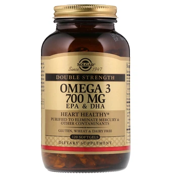 Омега-3, ЕПК і ДГК, Double Strength, 700 мг, Solgar, 120 капсул
